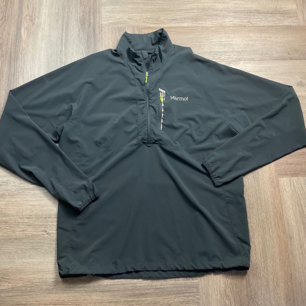Marmot Pullover Jacket Mens XL Black 1/2 Zip Windbreaker Anorak Lightweight